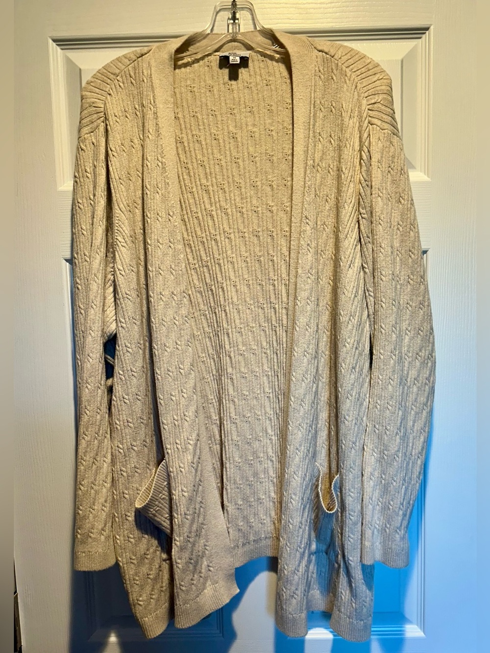 Women’s Open-Front Cable Knit Cardigan Sweater - Cream
